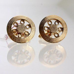 Retro Anson Gold Tone Wheel Cuff Links